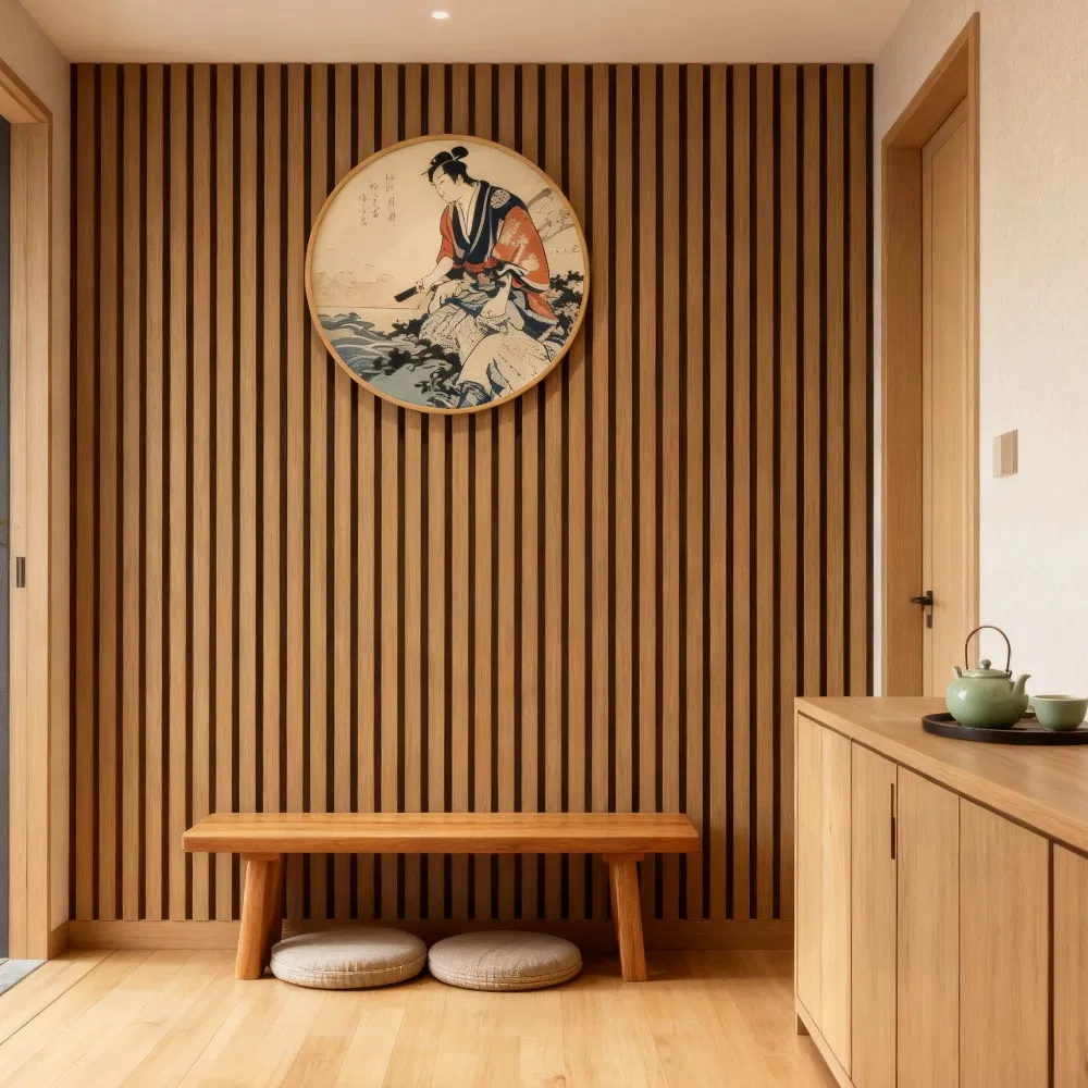 Veneer Surface Acoustic Pet Felt Panel Timber Slats Wall Panel