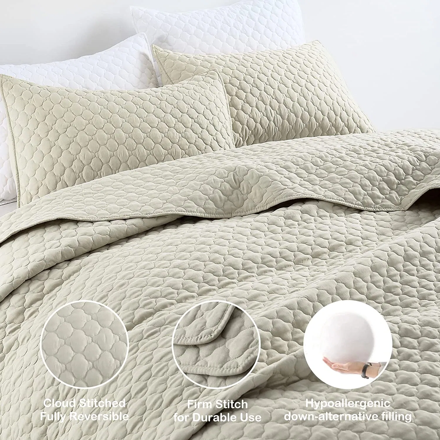 Lightweight Summer Home Full/Queen Size Quilt, Soft Bedspread Coverlet Bedding Set for All Season