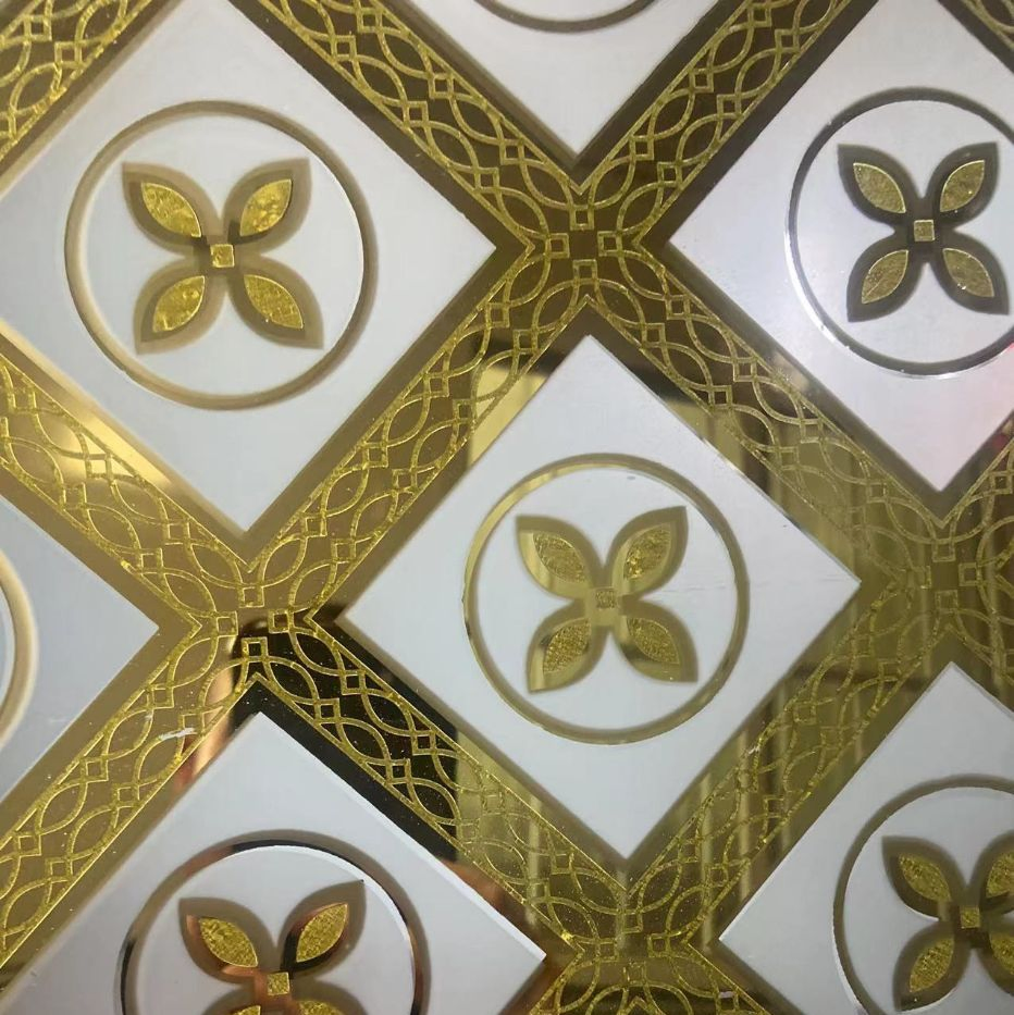 Laser Engraving Knife Water Cutting Inlay Embroidered Laminated Icy Crack Art Glass for Balustrade Furniture Design Decoration