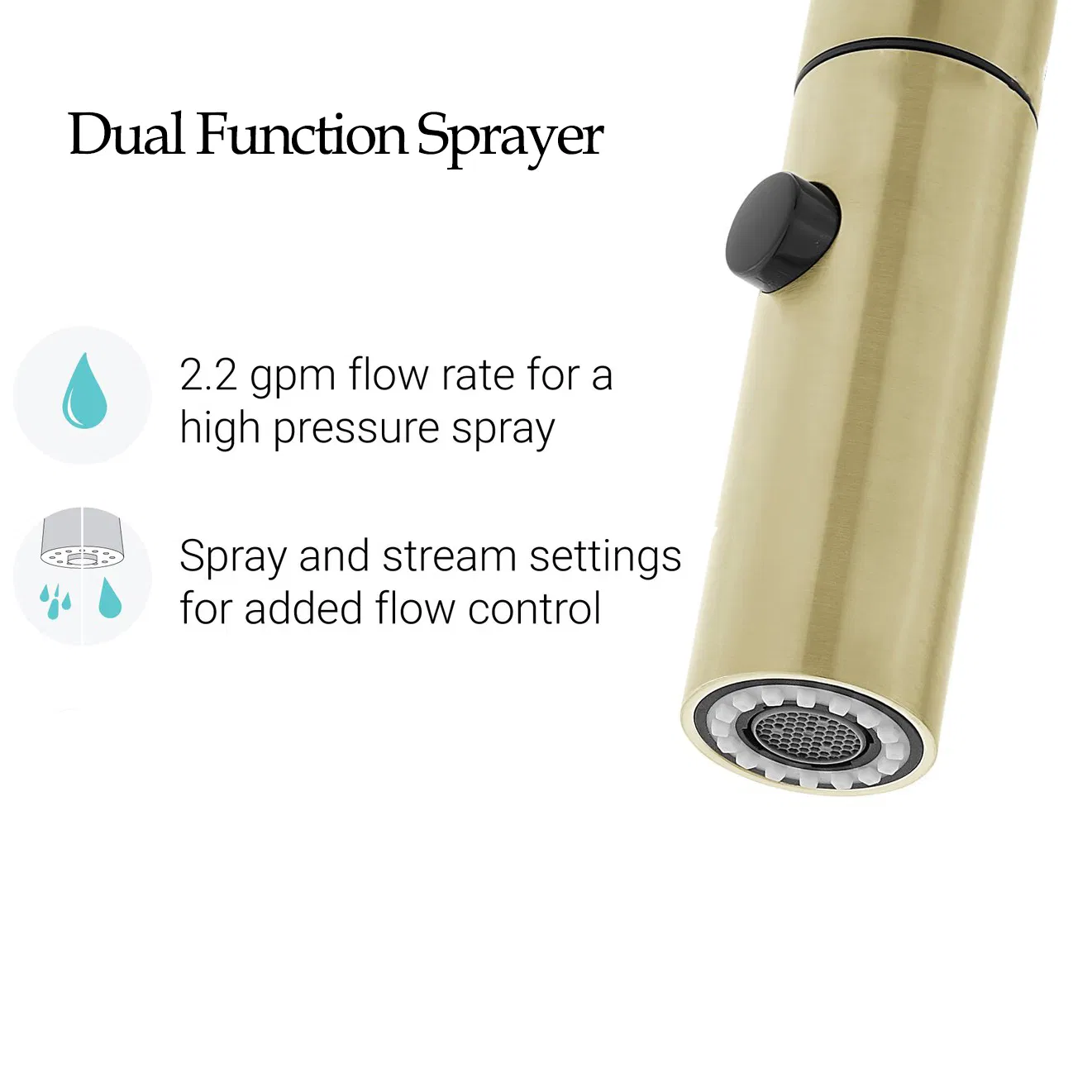 Hot Sale Cupc Deck Mounted Motion Brushed Gold Pull-Down Stainless Steel Kitchen Faucet Tap with Pull Down Sprayer