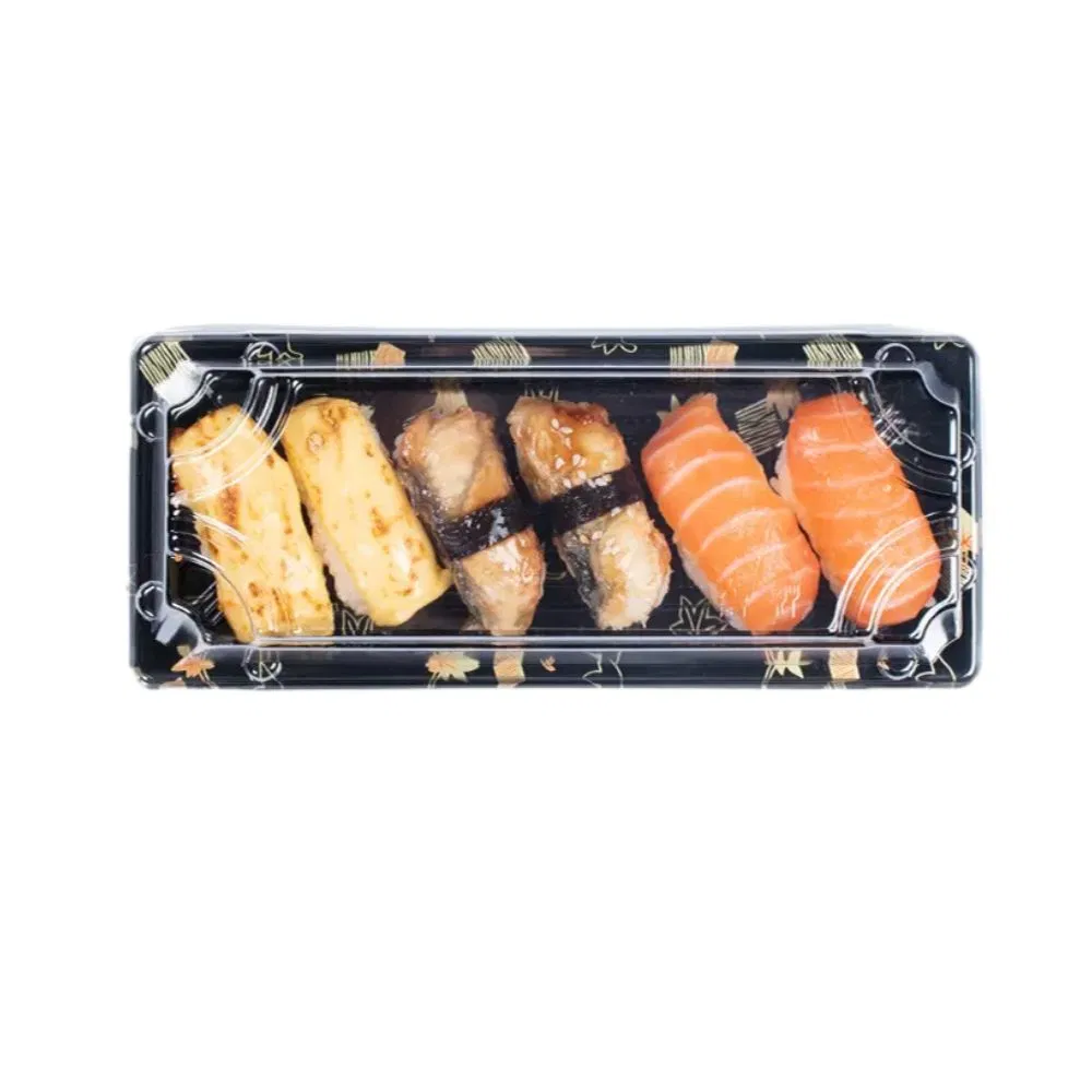 Factory Wholesale Recyclable Plastic Sushi Roll Food Packaging Food Grade Disposable Desserts Food Container Takeaway Freezable Custom Sushi Tray