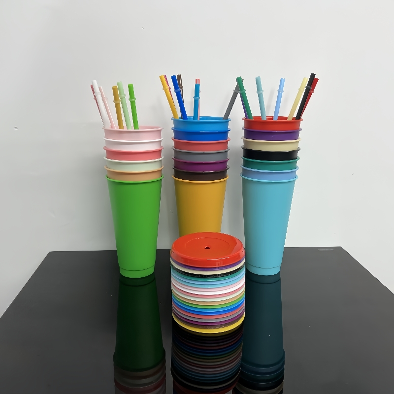 Wholesale Bulk Customized Logo 24oz Plastic Drink Water Coffee Cup Tumbler with Straw