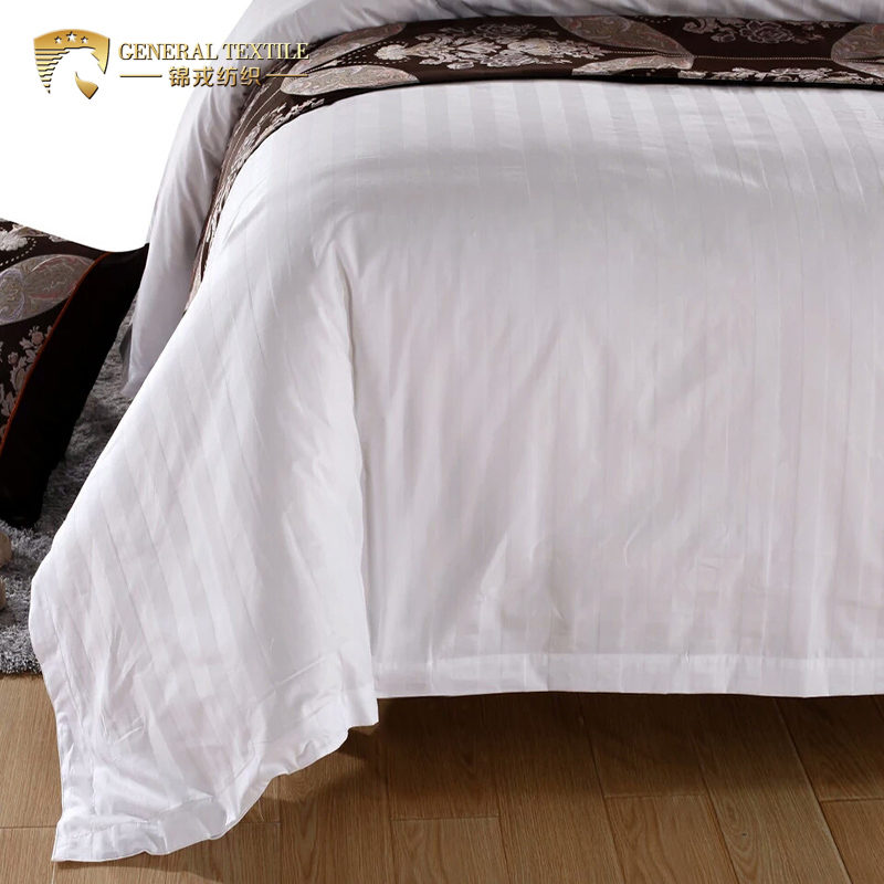 Satin Pure Cotton Stripe White Duvet Cover Bedding Set for Hospital