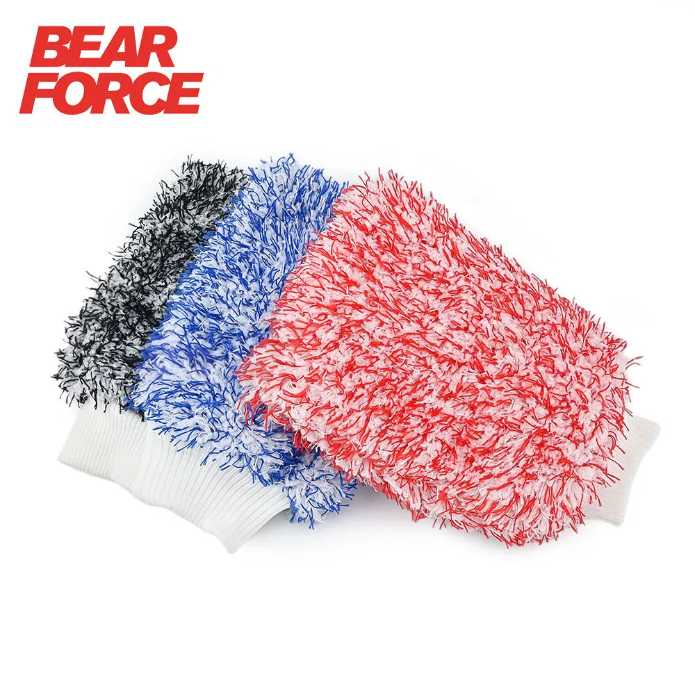 Colorful Coral Fleece Microfiber Wash Mitt 20 * 28cm Ultra Soft Dual-Ply Car Cleaning Glove with Elastic Cuff