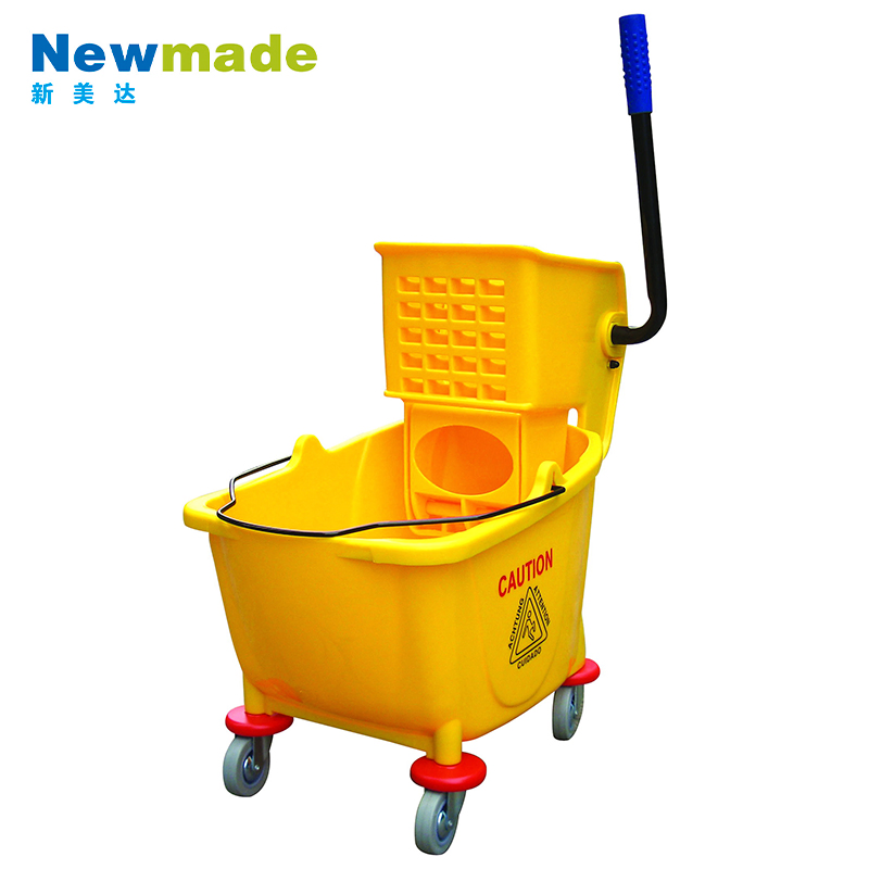 Yellow Plastic Cleaning Side Press Mop Wringer Bucket Cleaning Trolley