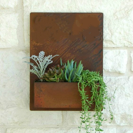 Unique Weathered Metal Wall Planters