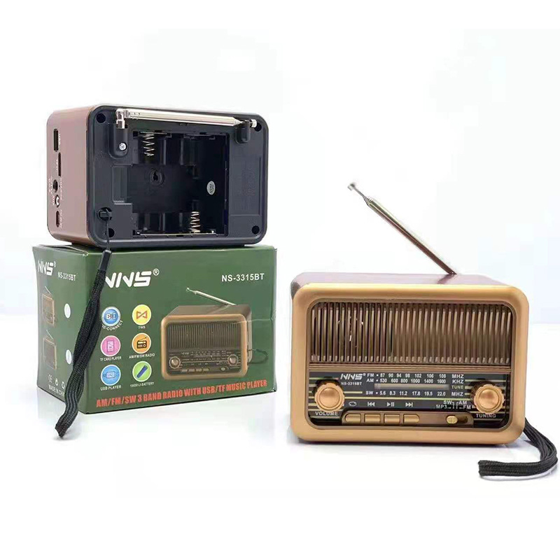 Ретро радио NS-3315BT с Bluetooth, деревянный корпус