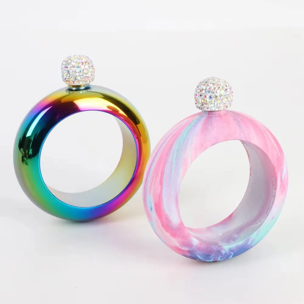 3.5oz Bangle Liquor Bracelet Pocket Hip Flask with Diamond Lid Hip Flask Stainless Steel Innovative Wine Bottle for Bols Dovgan Istanblue