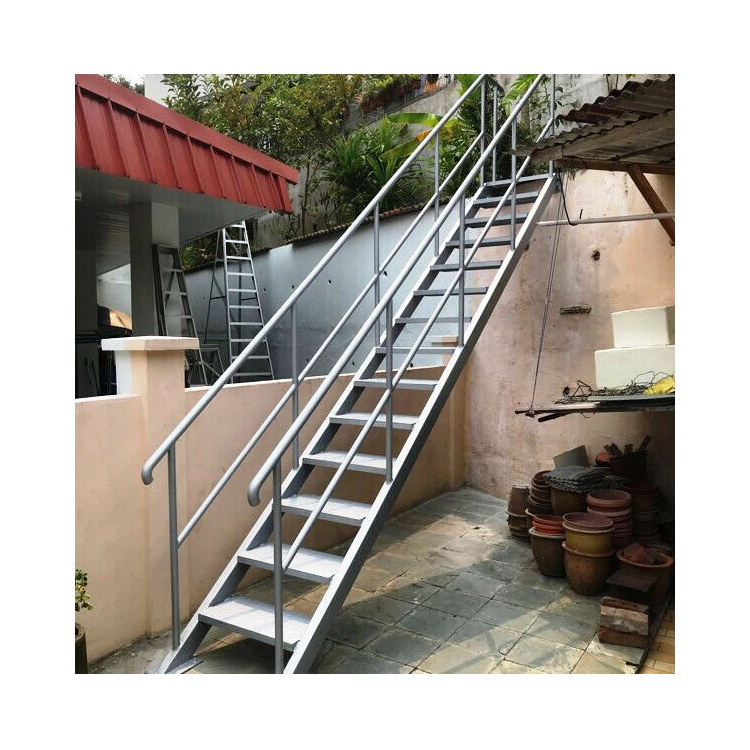 MS018 Customized Outdoor Metal Steel Step Staircase Industrial Steel Outside Stair