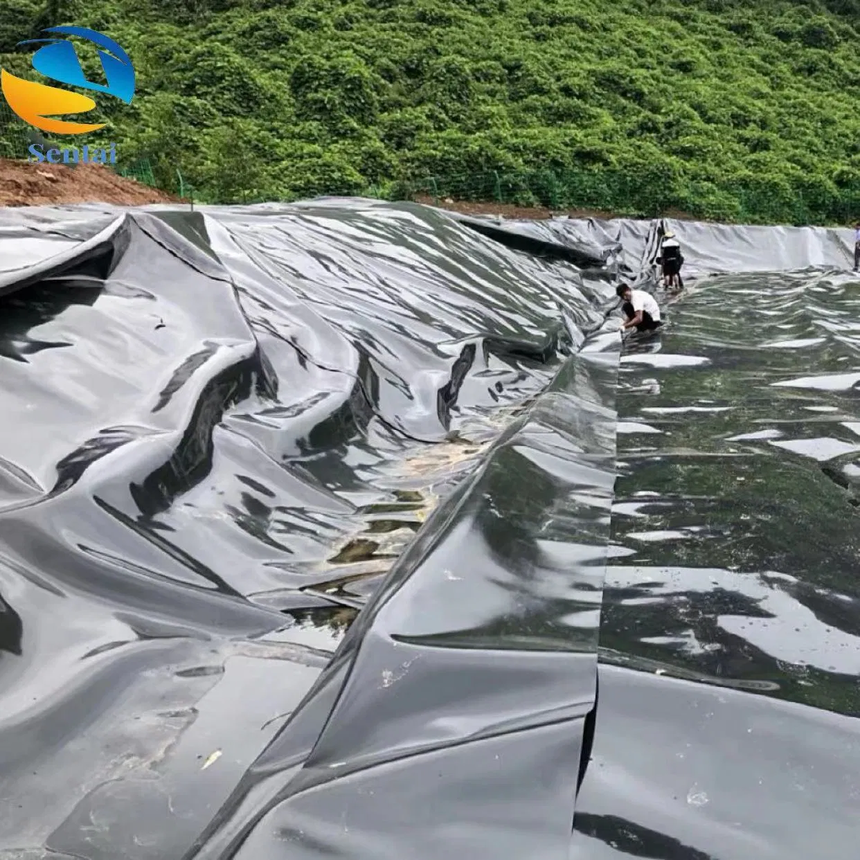 Environmental Grade 1mm 1.25mm 1.5mm HDPE Geomembrane, Used for Landfill Cover/Sewage Tank Liner Anti Seepage Membrane Liner for Heap Leaching Pond