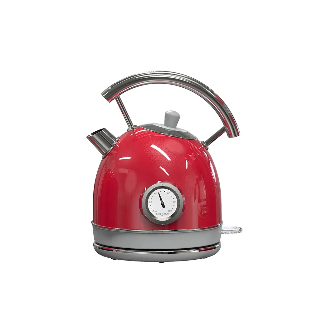 1.8L Retro Style Electric Kettle with Water Thermometer and Removable Filter
