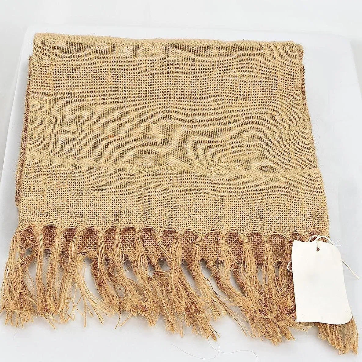 Natural Rustic Jute Burlap Table Runner with Tassels Runner