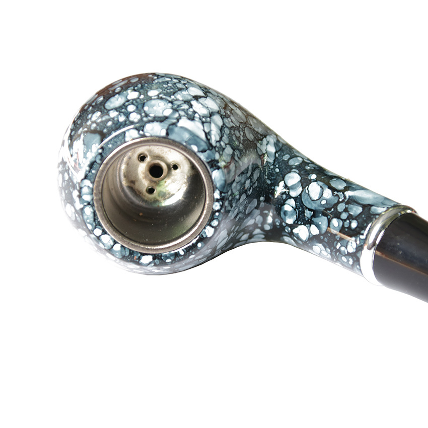 Short Blue and White Porcelain Pipe 150mm Curved Smoking Pipe