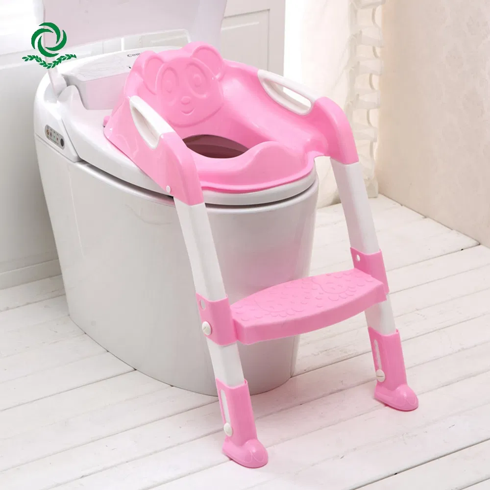 Patented Cute Cartoon Plastic Foldable Travlel Adjustable Baby Toilet Washroom Training Potty Chair Ladder for Girl Boy