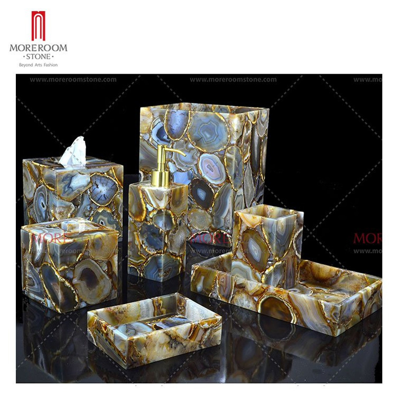 Grey Agate Gemstone Bathroom Sets