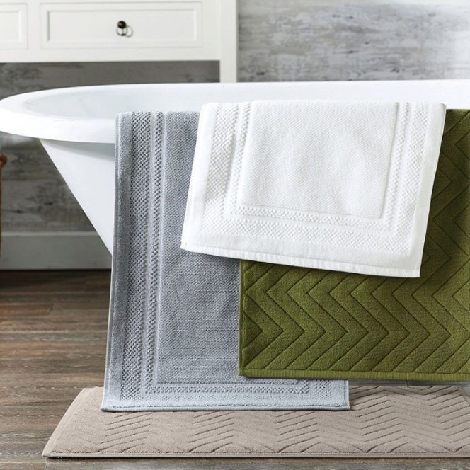 Wholesale Cotton Solid Color Jacquard Bath Mat Rectangle Hotel Floor Mat Towel