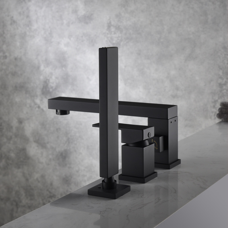 Split Bath Faucet Three Four Piece Set Simple Three Holes Four Holes Subblack Copper Basin Faucet