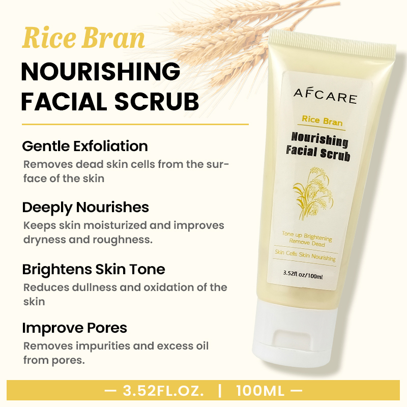 Gentle Rice Bran Facial Scrub for Smooth Skin Deep Cleansing Scrub for All Skin Types