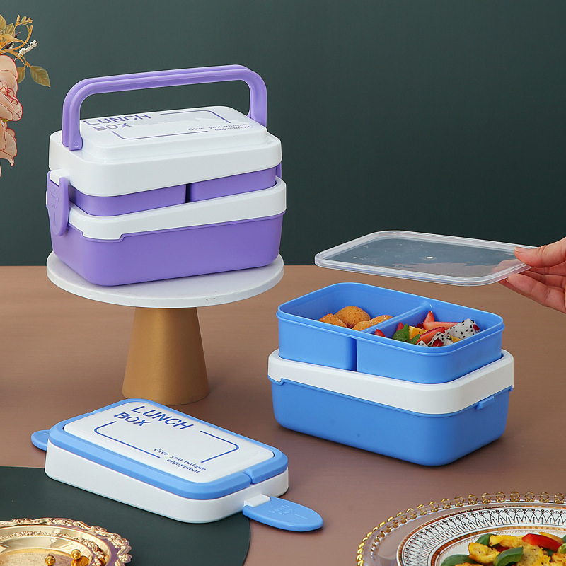 Stylish Double-Layer Bento Box with Smart Compartment Design