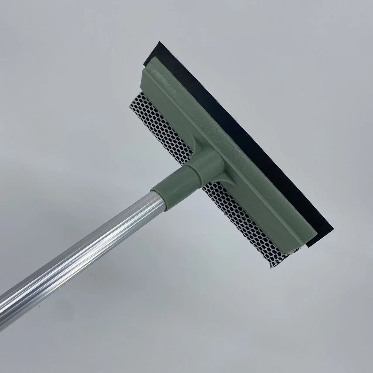 Squeegee for Window Cleaning, Squeegee and Sponge Scrubber Combi with Stainless Steel Pole, Extendable Window Cleaner for Car, Sliding Door, Shower Glass
