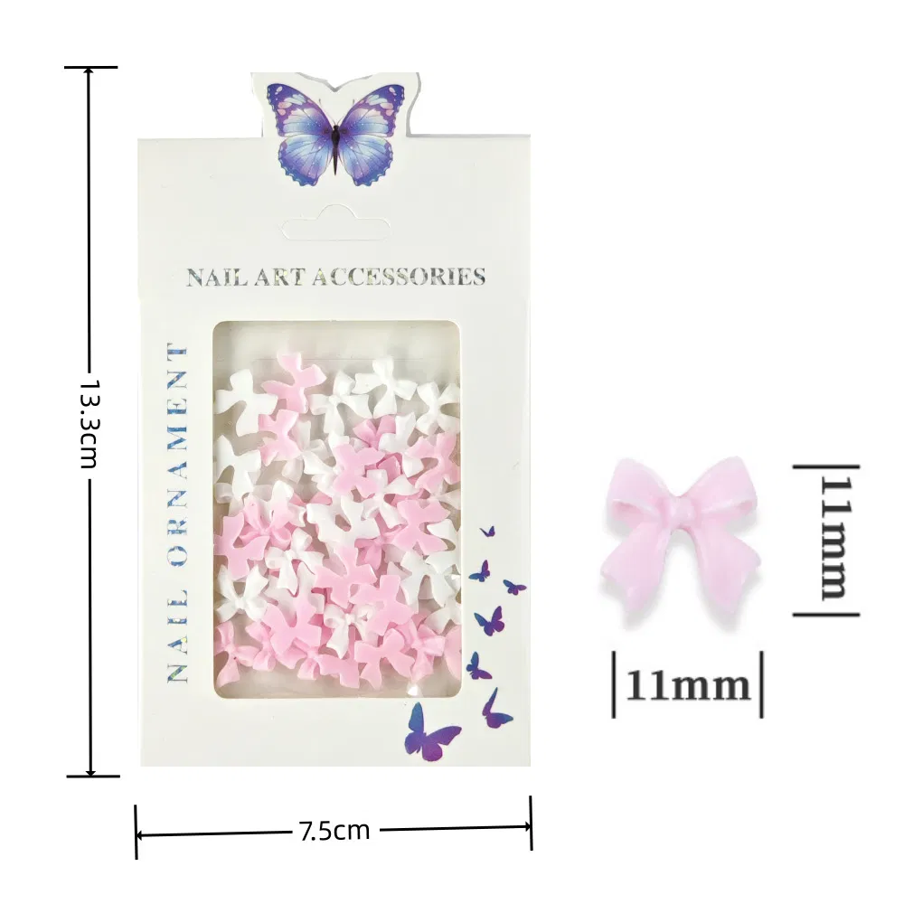 50PCS Multi Colors 3D Resin Bow Manicure Charms Flat Back Cute Nail Art Jewelry for Nails Art Decoration Kit