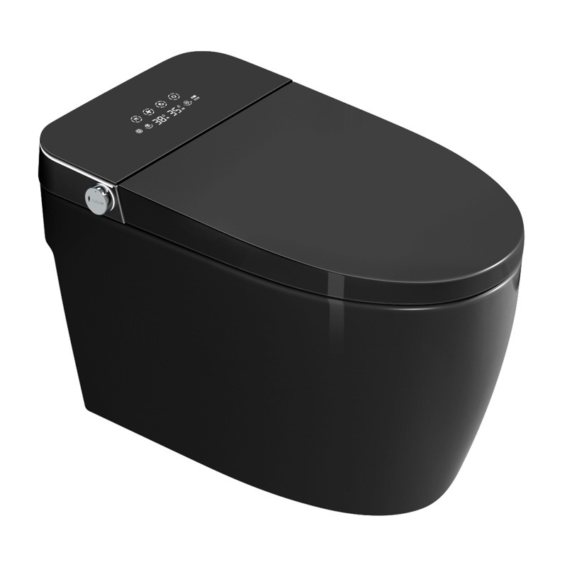New Design Warm Heating Ceramic Automatic Wc Electronic Control Intelligent Toilet Bidet Black Smart Toilet