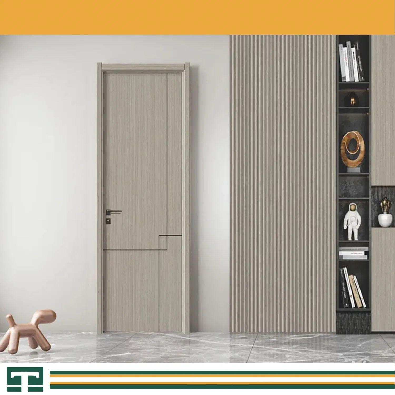 Luxury Interior-Waterproof Modern Wooden Design MDF Entry Wood Solid Door for Bedroom Room Villa Hotel