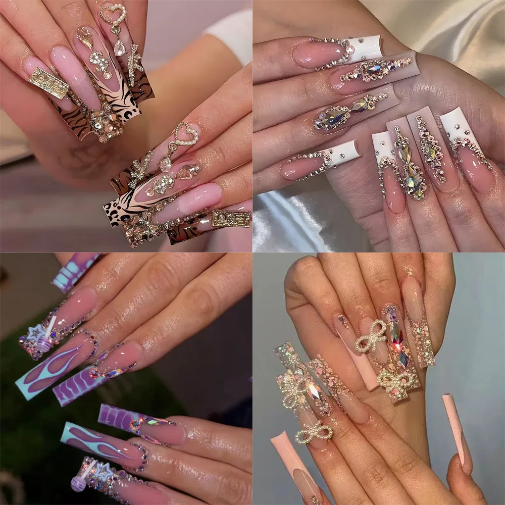 10PCS Luxury Handmade Wholesale Long Acrylic Artificial False Fingernails Fake Press on Nails