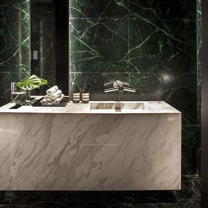 Modern Green Bath Vanity/Bathroom Single Vanities with Marble Top