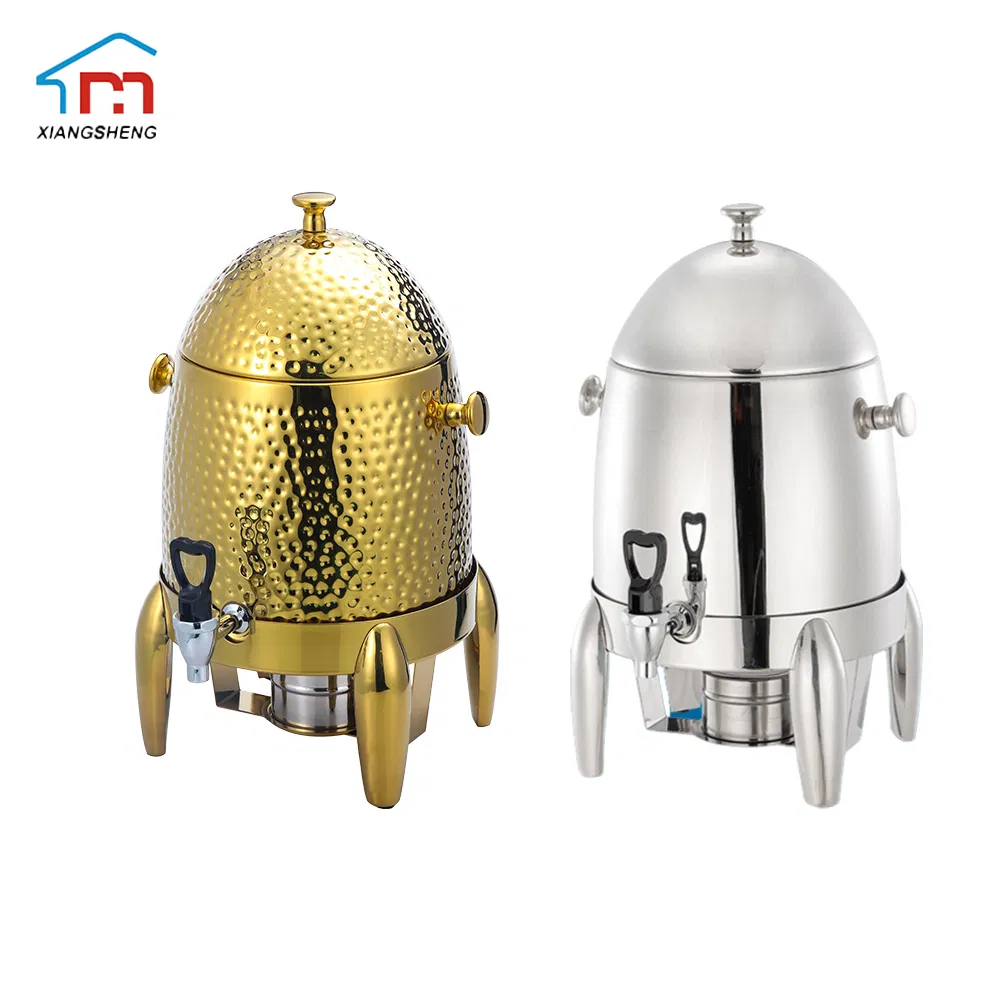 Xiangsheng Big Hammered Stainless Steel Drink Dispenser Golden Plating Milk Coffee Dispenser