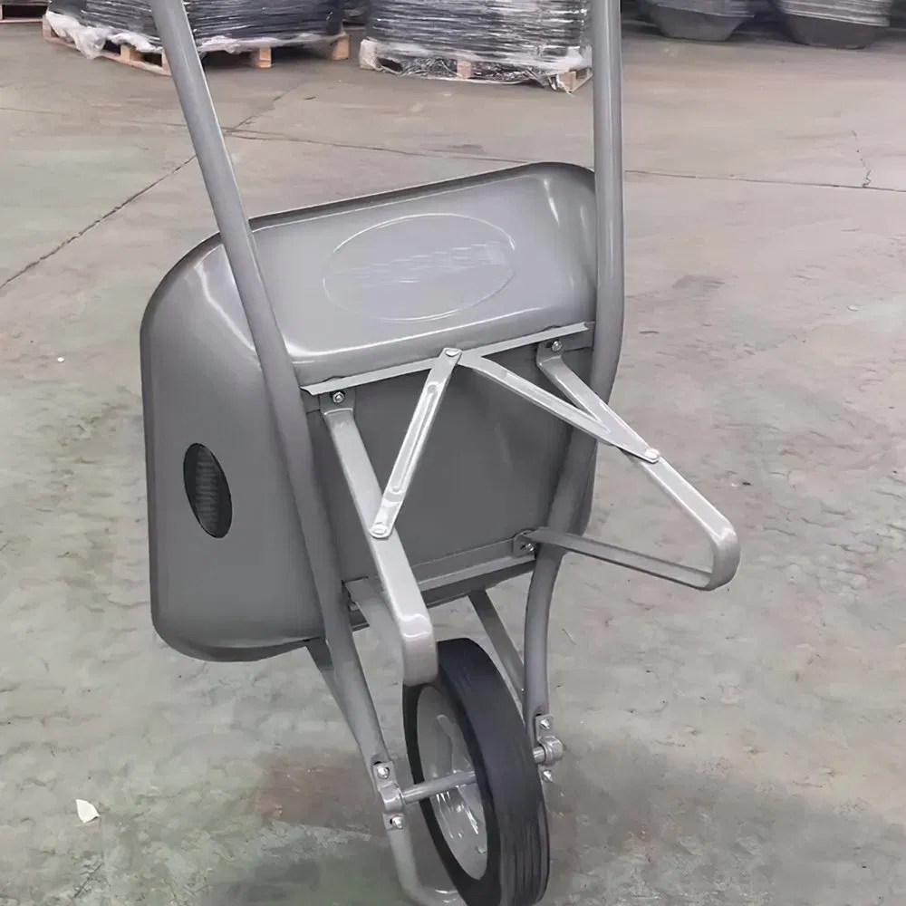 Reinforced Construction Wheelbarrow with Solid Wheels