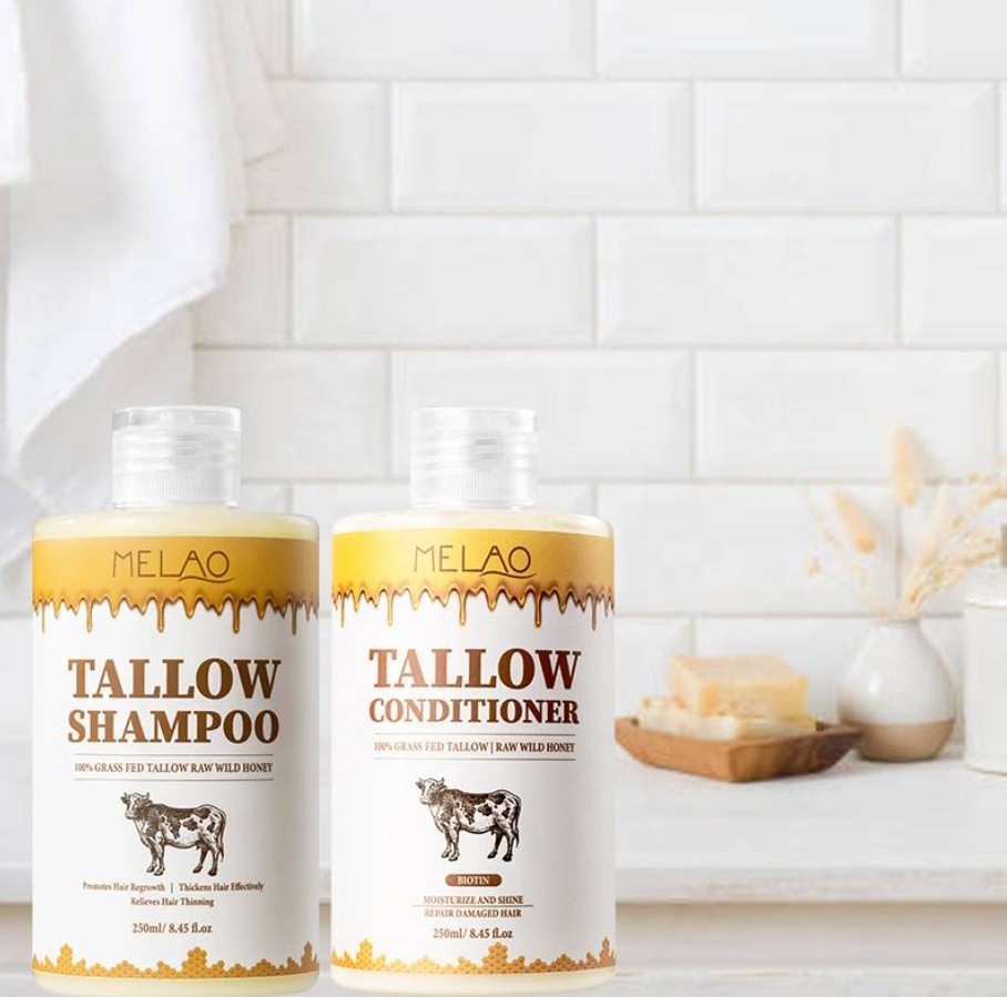 Online Wholesale and Retail Nourished Fuller Hair Regrowth Increasing Volume Silicone Hair Growth Shampoo Curly Dry Biotin Beef Tallow Shampoo and Conditioner