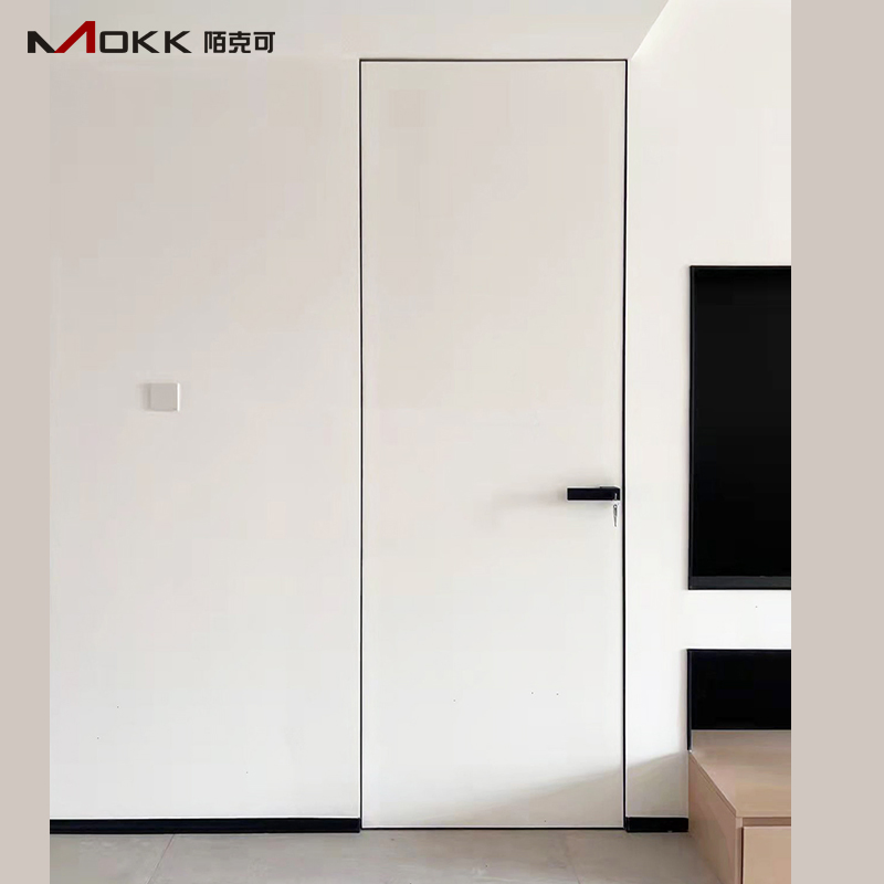 Sleek Aluminum Wood Concealed Frame Fire-Resistant Flush Doors Frameless Hidden Door Invisible Door Frameless Interior Door Suitable for Hotels, Villas