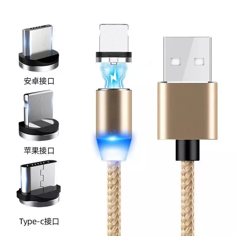 3 in 1 Interchangeable Interface USB to Type C Lighting Micro Weave Charge Cable for iPhone Android