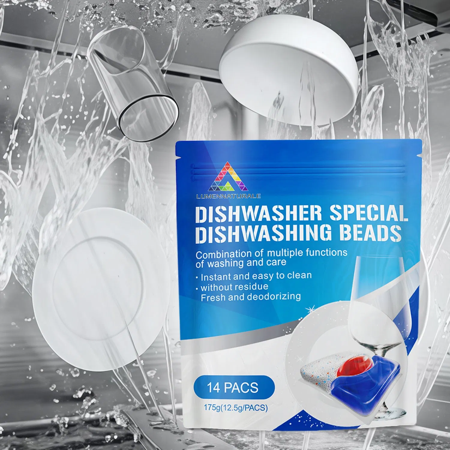 Hard Water Dishwashing Detergent Dishwasher Capsules and Pods 12.5g