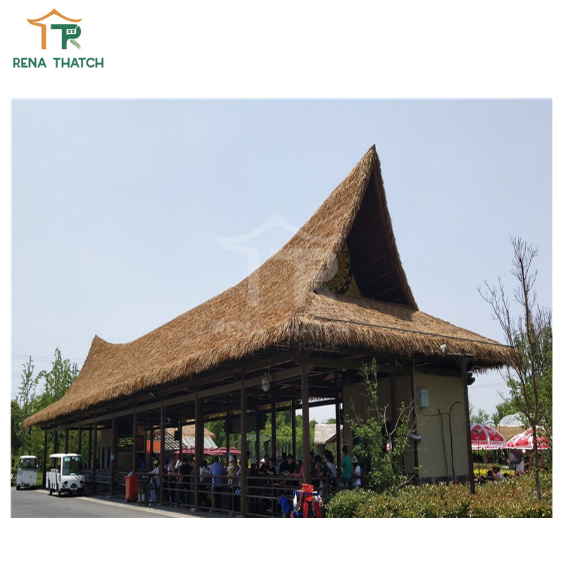Popular Fire Rated Waterproof Synthetic Thatch Roof Manufacturer Garden Thatch Tiki Hut Umbrella