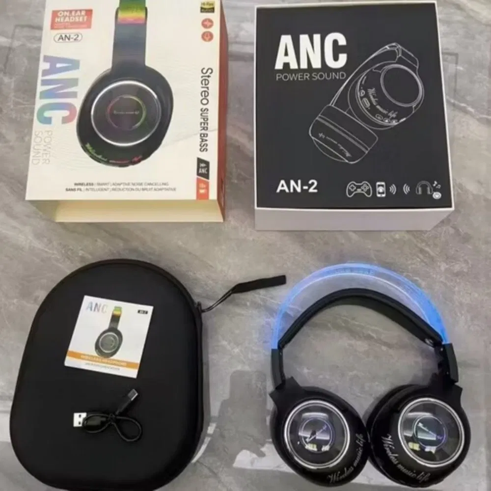 Накладные Bluetooth-наушники ANC с RGB-подсветкой и кейсом