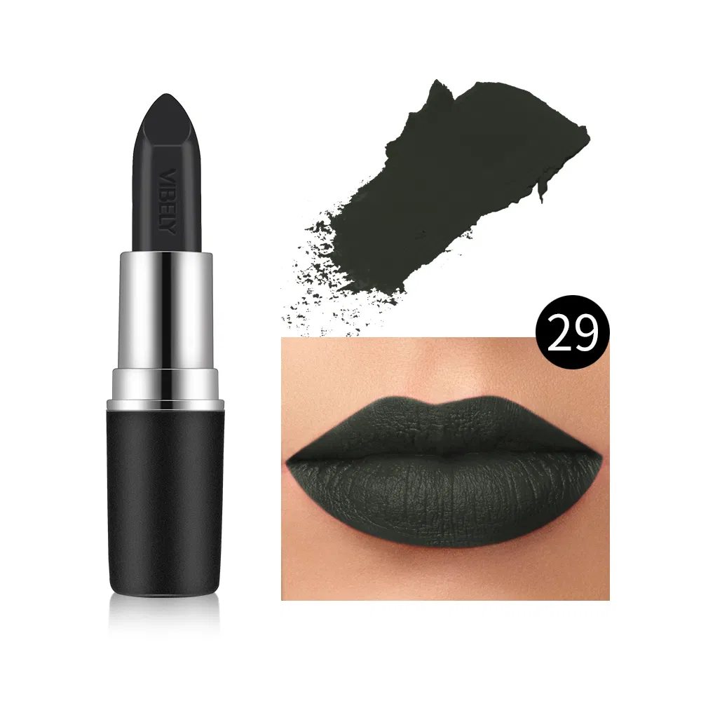 Cosmetics Cheap 29 Color Smooth Creamy Sexy Soft Black Matte Bullet Lipstick