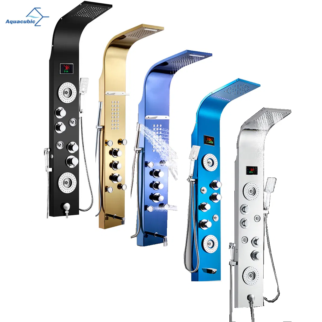 Hot Sell Bathroom Wall Mounted Stainless Steel Waterfall Shower Column LED Shower Panel