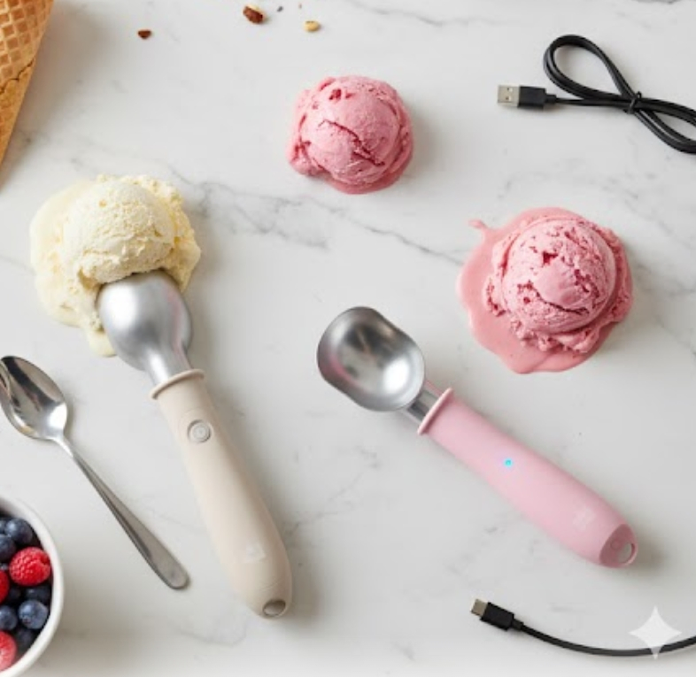 2026 Smart Kitchen Tool Heated Ice-Cream Scoop with 2 Temp Levels IP65 Waterproof and Rechargeable