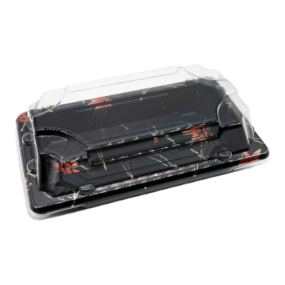 Classic Black Disposable Plastic Takeaway Sushi Verpackung Box