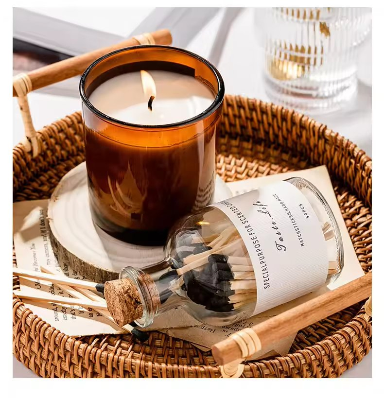 Creative Pink and Blue Glass Bottle with Luxury Scented Candle