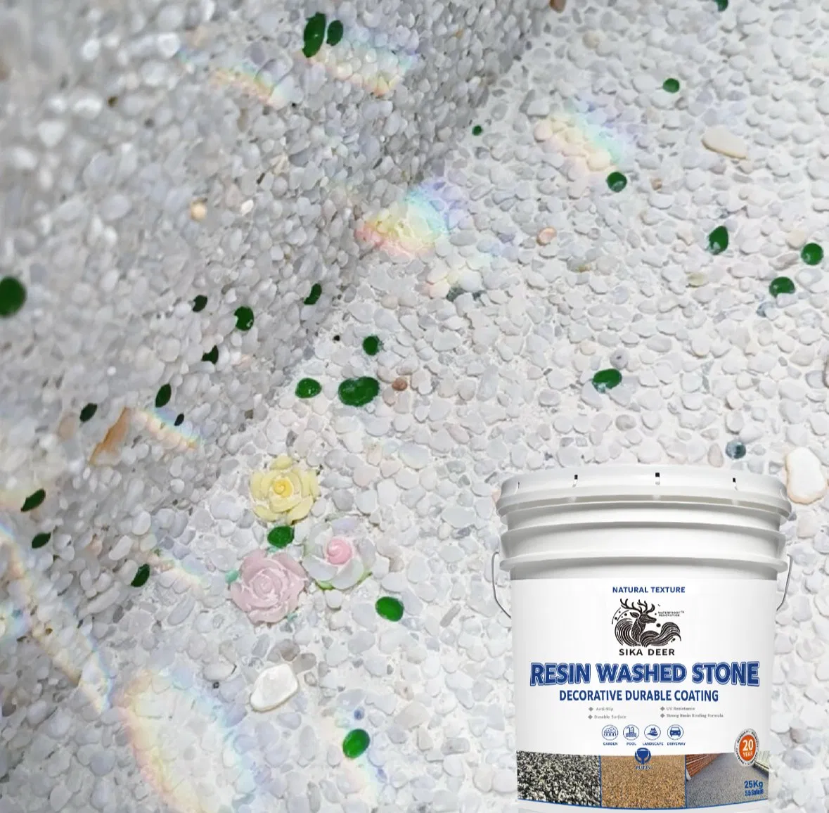 Outdoor Fast Construction Wear Resistant Environment Friendly Resin Washed Stone Paint Waterproof