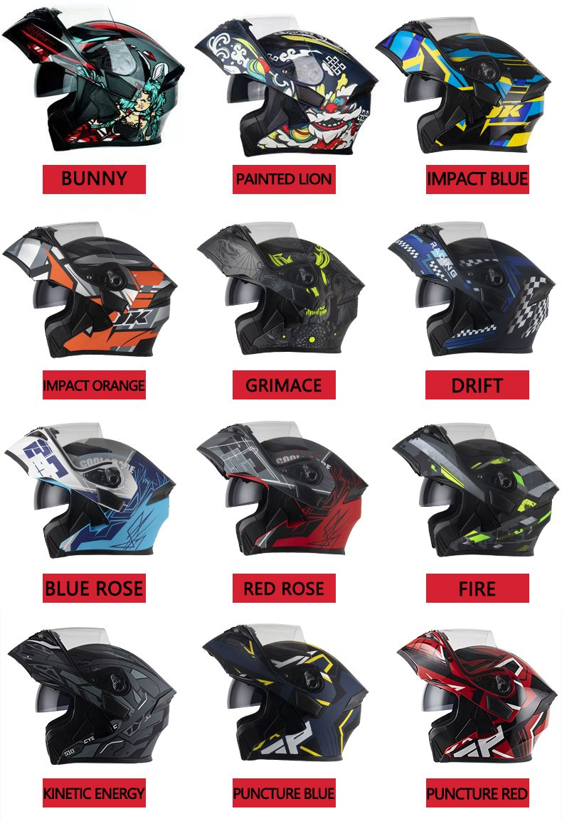 JK902 Red Flip-up Motorcycle Helmet ABS