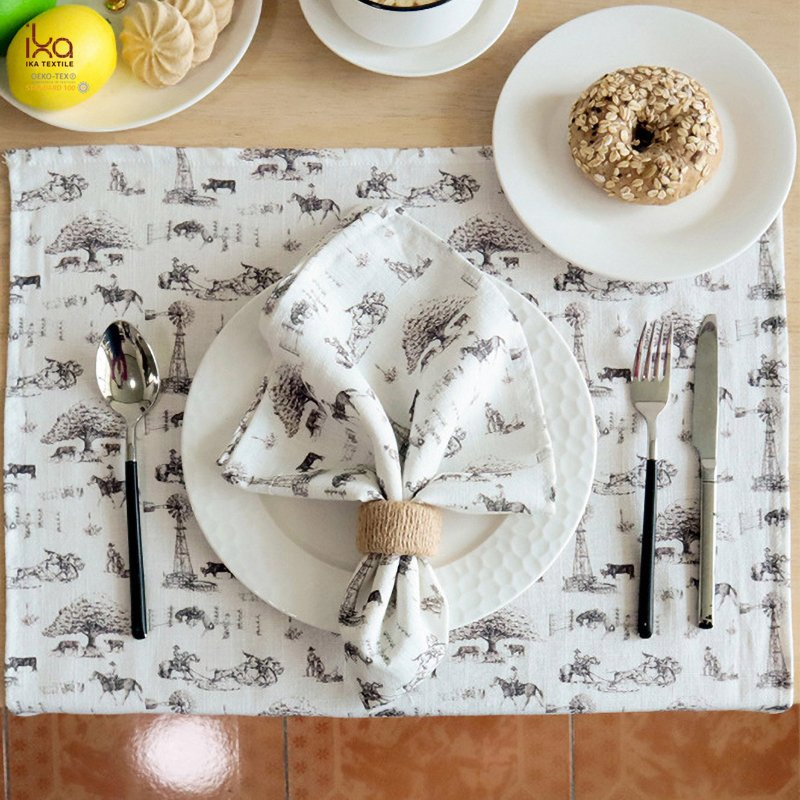 Large Gift Logo Quick Dry Wholesale Square White Handkerchief Kitchen Custom Printed Cotton Linen Tea Towel