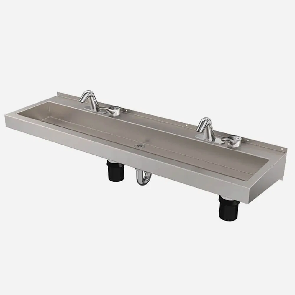 Aquauncle Two-Station Deluxe Stainless Steel Trough Sink