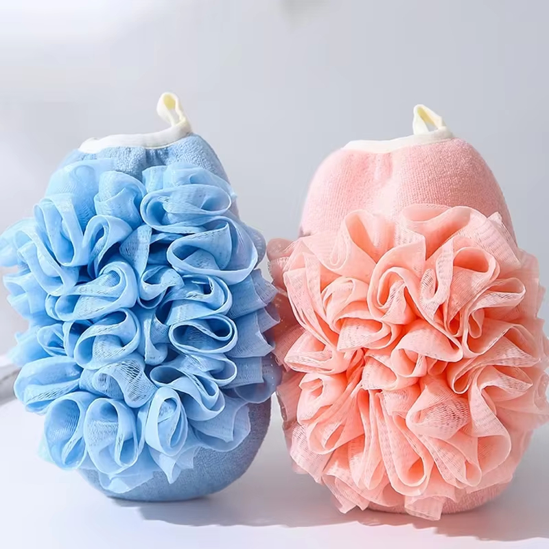 High Quality Mixed Color Flower Ball Bath Loofah Body Sponge Brushes Shower Glove with Exfoliating Pouf Mesh Bath Scrubbers