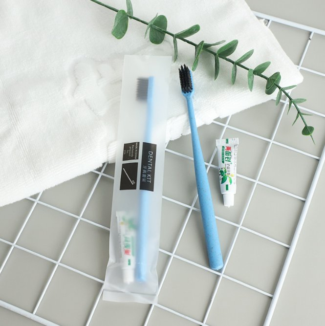 Custom Logo Eco Friendly Hotel Traveling Wheat Straw Disposable Toothbrush