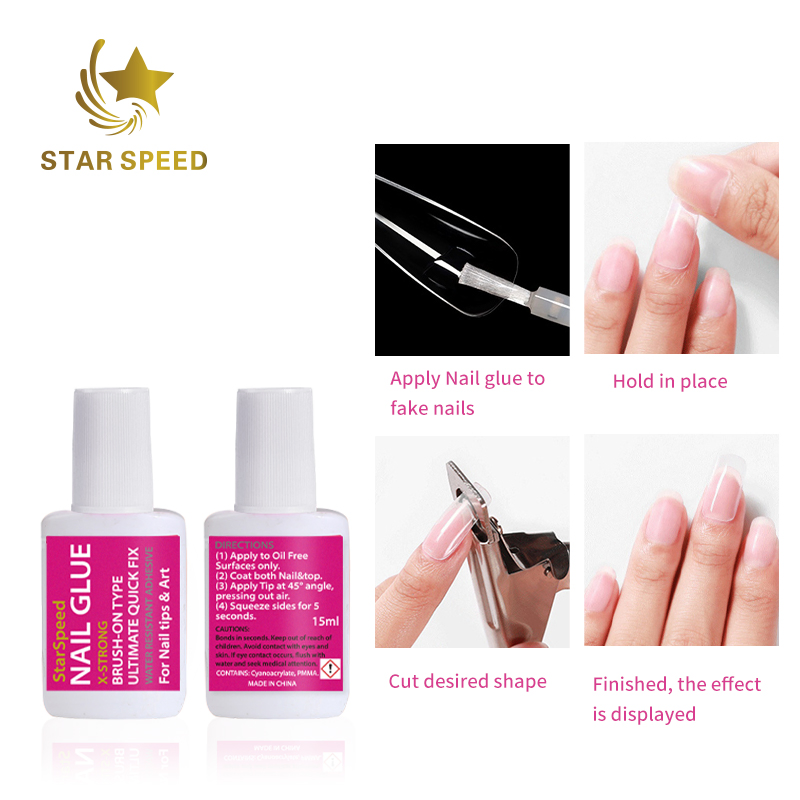 Good Quality Clear Color Non-Toxic15ml Brush on Nail Glue for Nail Tips and Arts