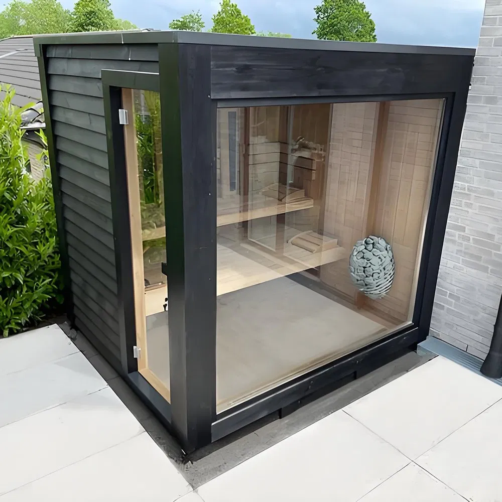 Уличная квадратная сауна на 4-6 человек из канадской хемлока или кедра